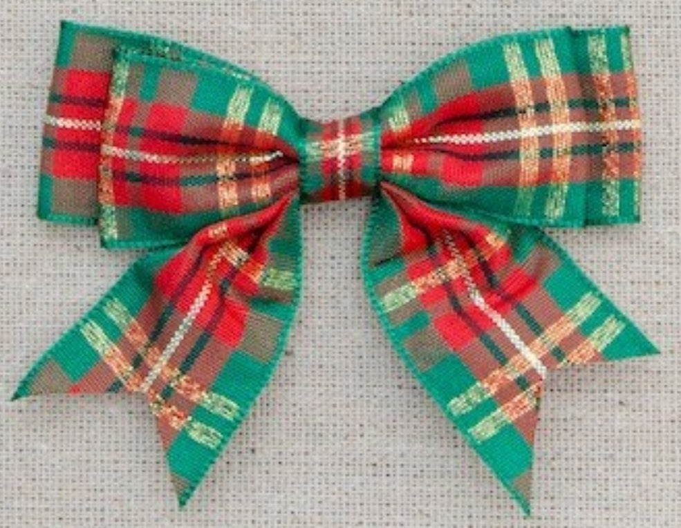 4 Green & Red Tartan Double Bows