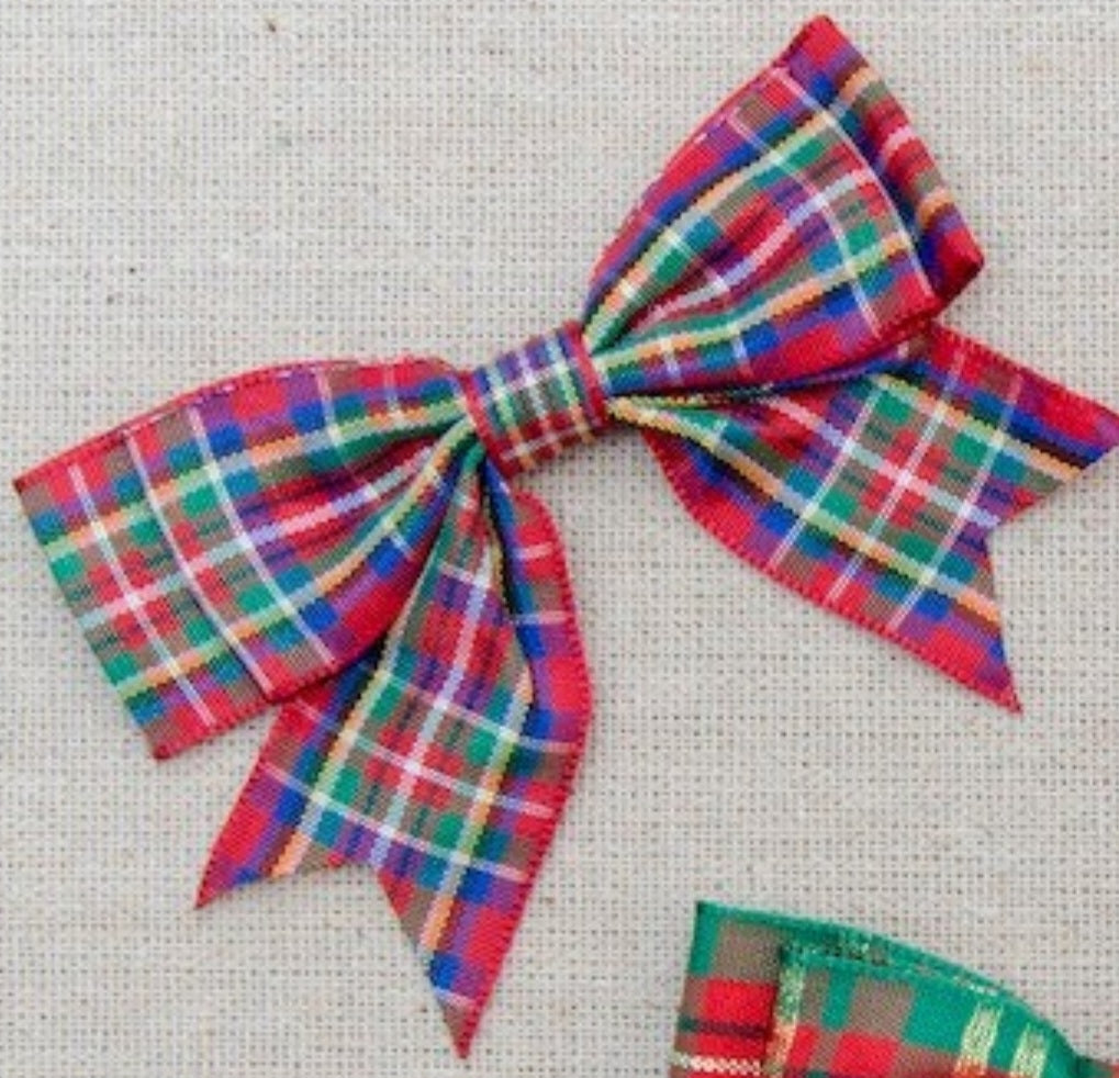 4 Green & Red Tartan Double Bows