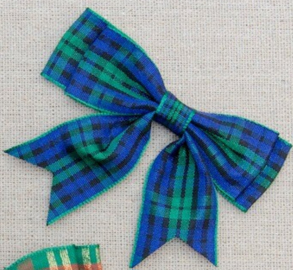 4 Green & Red Tartan Double Bows