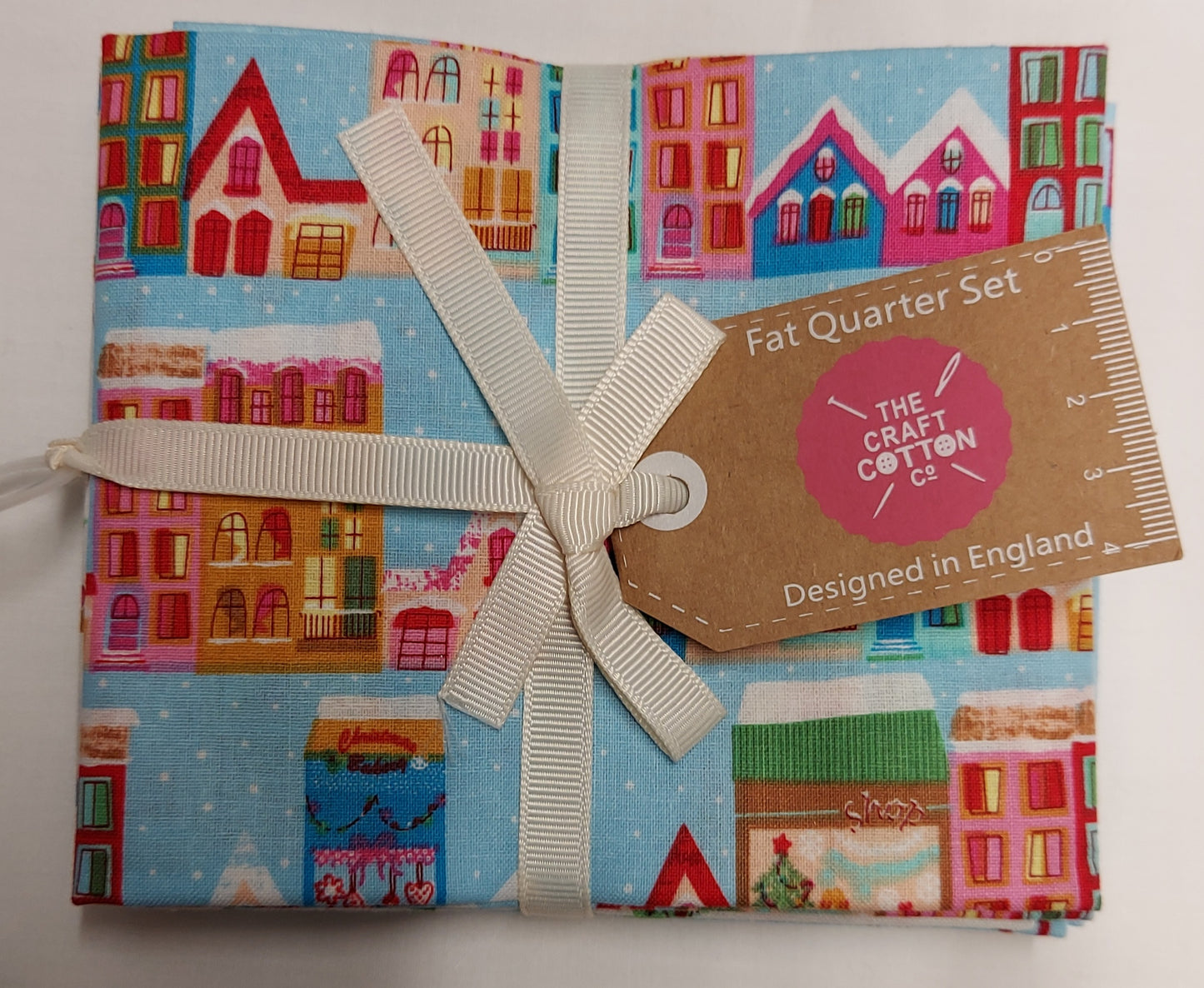 Christmas Town 4pc FQ Bundle 100% Cotton,  christmas car, tree, fairy lights, snowman