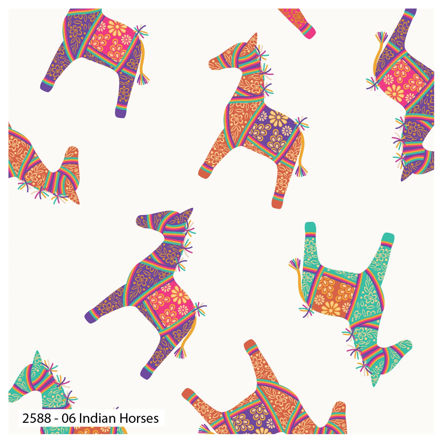 112cm wide Delhi Collection by Debbie Shore 100% Cotton Fabric. Sold per HALF meter. See options Indian Tiles & Indian Horses