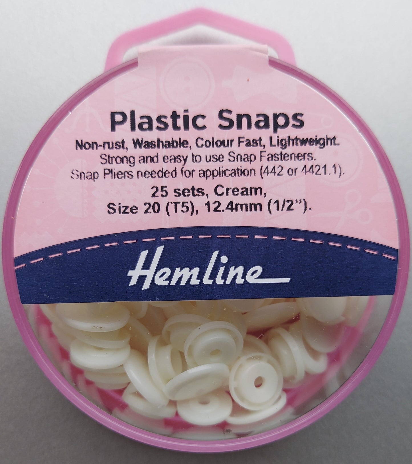 Size 20 (T5) 12.4mm (1/2") Plastic Snaps