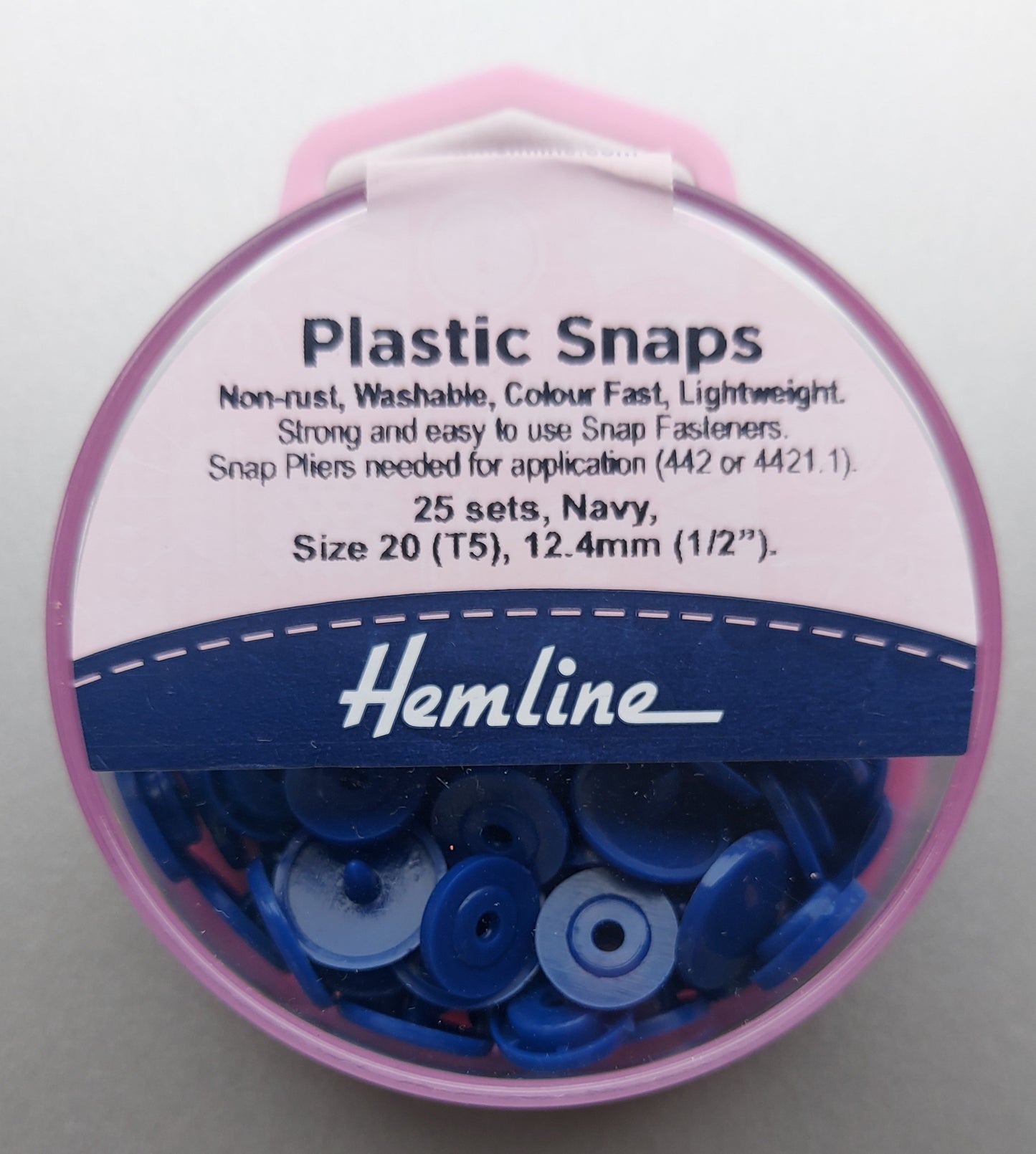 Size 20 (T5) 12.4mm (1/2") Plastic Snaps