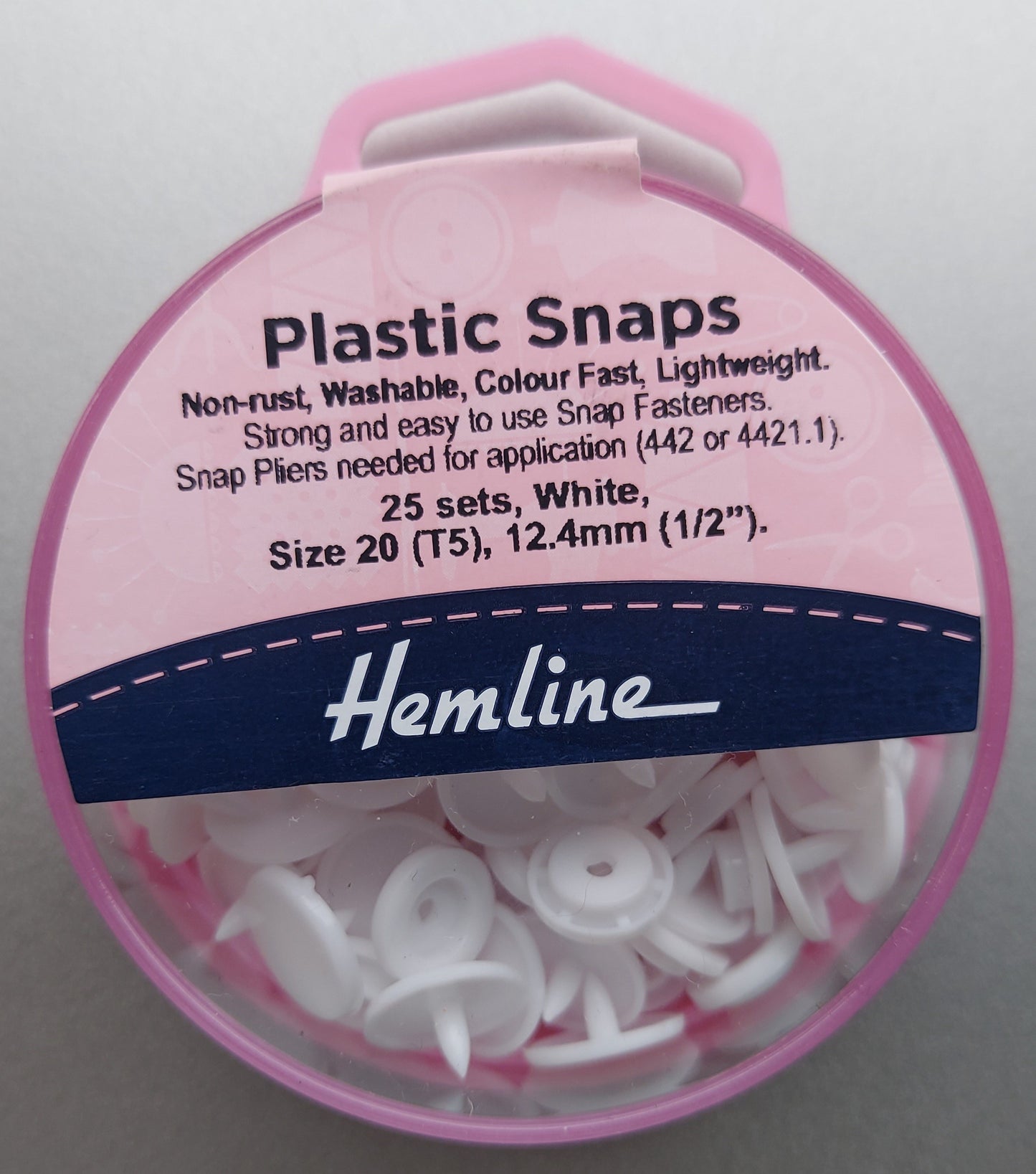 Size 20 (T5) 12.4mm (1/2") Plastic Snaps